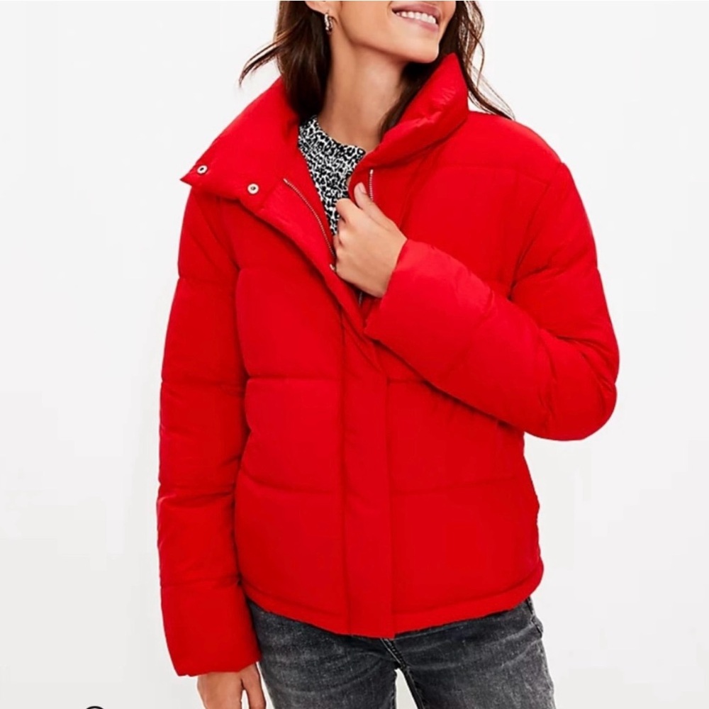 🔴LOFT Red Puffer Jacket Small
